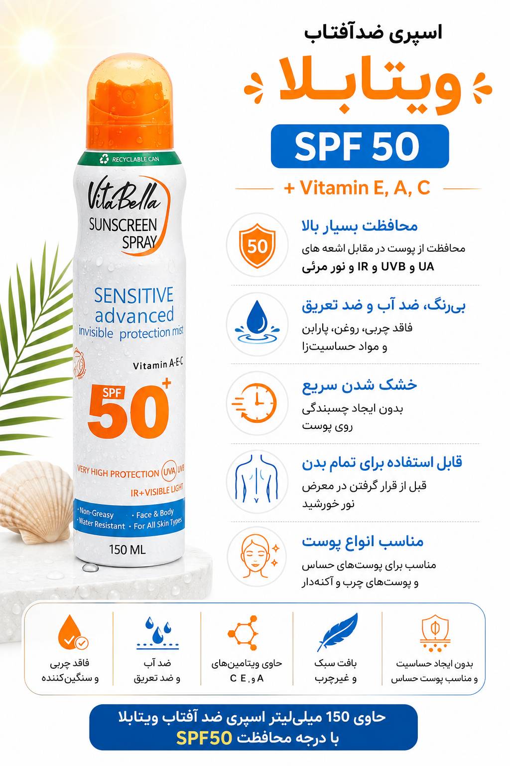 اسپری ضد آفتاب ویتابلا spf50