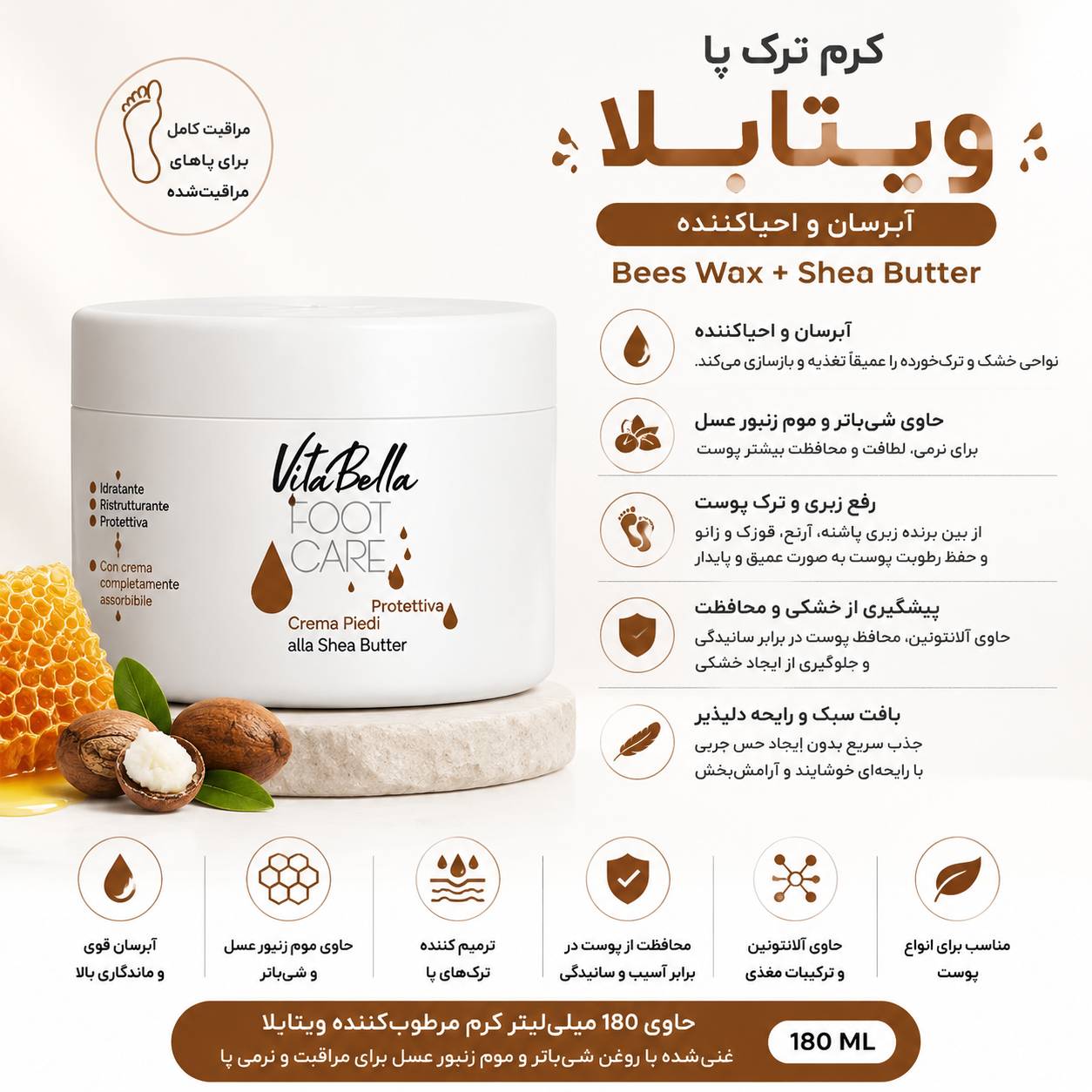 کرم پا ویتابلا ۱۸۰ میلی کاسه ای