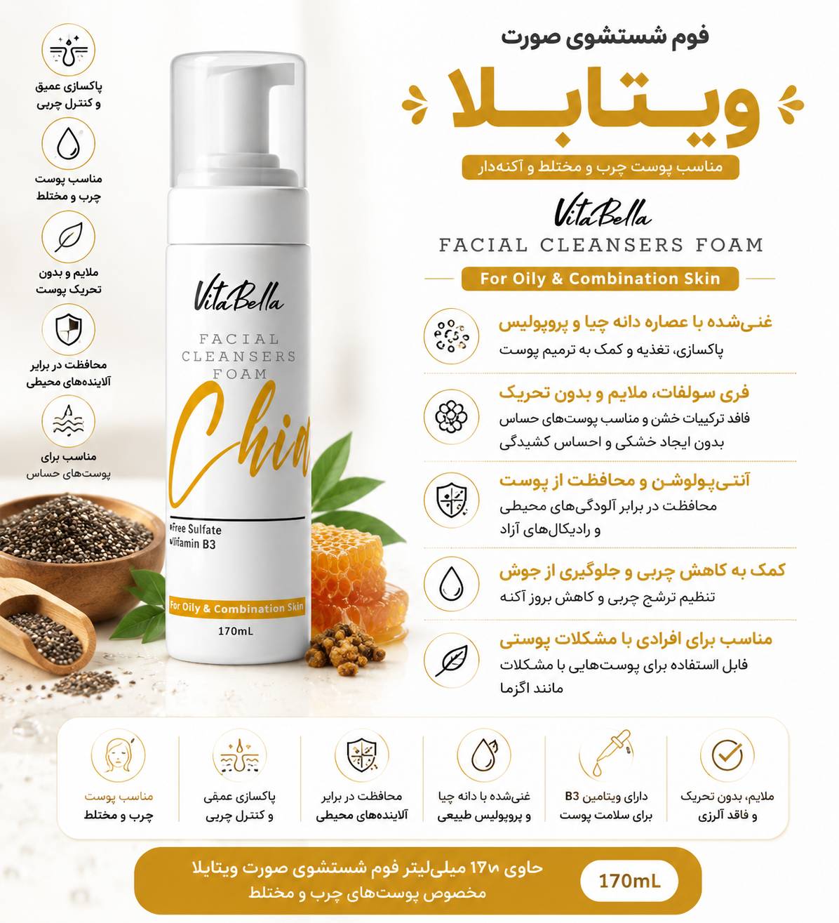فوم شستشوی پوست چرب ویتابلا