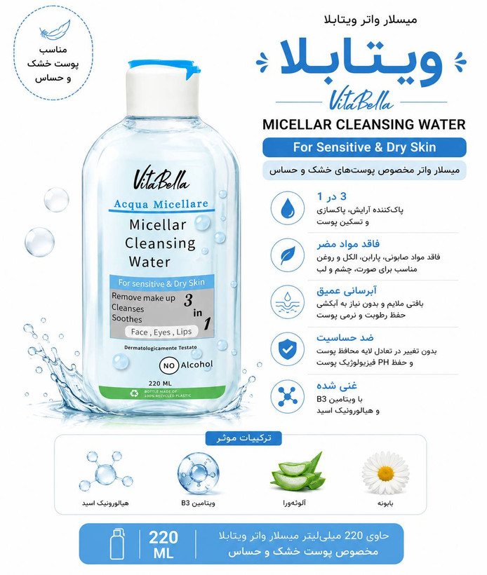 میسلارواتر ویتابلا مخصوص پوست خشک