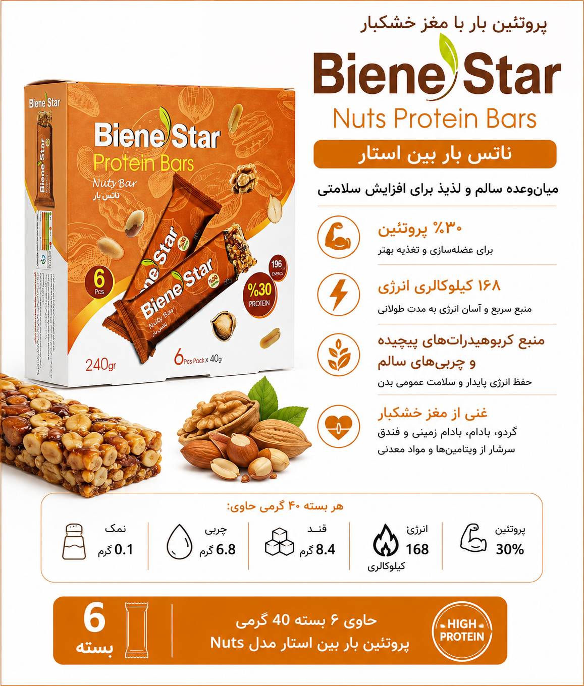 ناتس بار بسته ۶ عددی