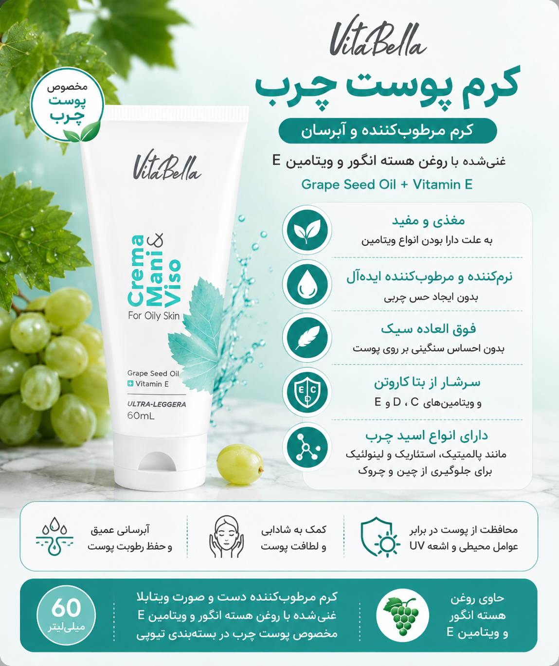 کرم پوست چرب ویتابلا ۶۰‌میلی تیوپی
